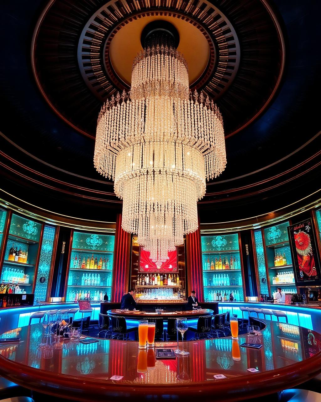 Three-story crystal chandelier bar at the Cosmopolitan